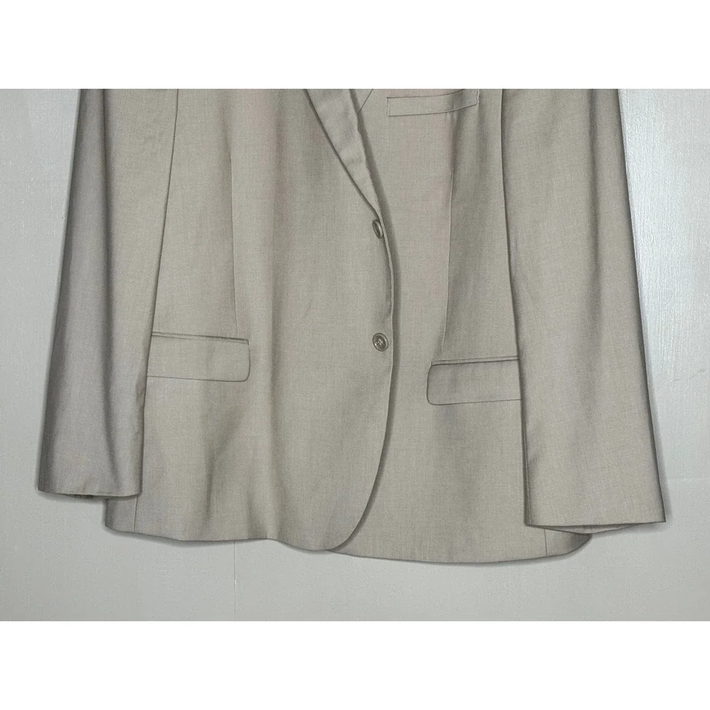 Caravelli Italy Mens Beige Oxford 2B Blazer Superior 150s Sport‎ Coat 44R 54R